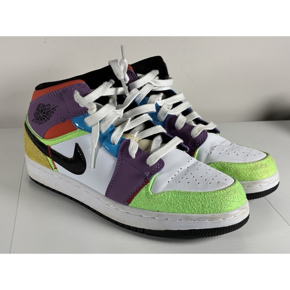 Nike Womens Air Jordan 1 Mid SE CW1140 Multicolor Basketball Shoes Sneakers 8